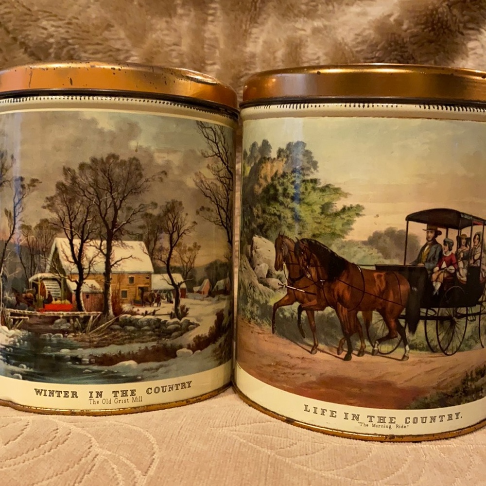 ~Decoware~ Vintage “Curry & Ives” Tins (Set of 2)